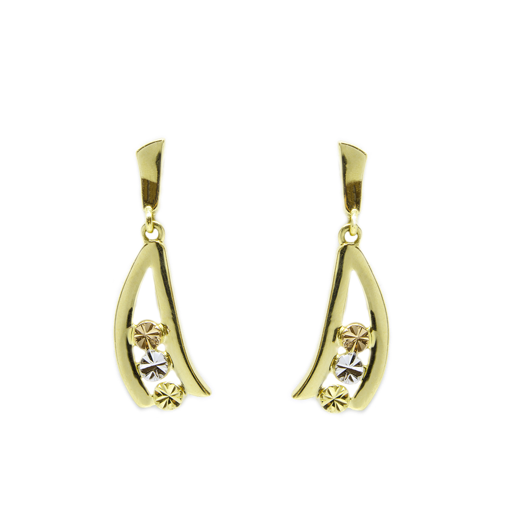 Brinco Tricolor Flor em Ouro 18 Kilates � 25418